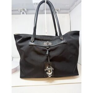 Marc Jacobs Alice Black Nylon Frog Charm Tote Bag Trim Silver Hardware Large